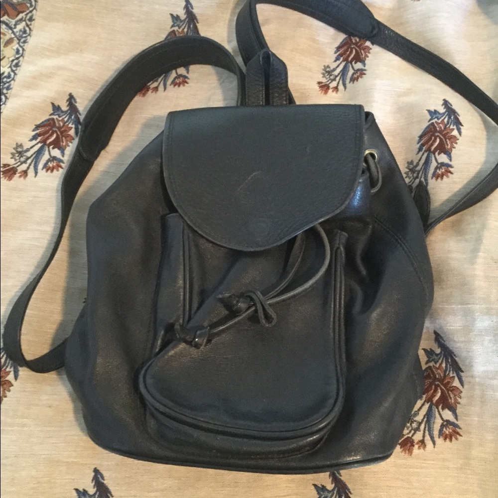Leather black backpack